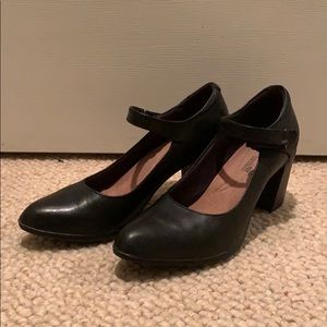 Black Leather Mary Jane CLARKS Heel